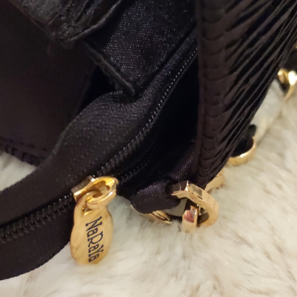 Small Black Purse  Satin with gold chain NaRaYa - Picture 3 of 7